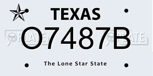 O7487B Texas License Plate