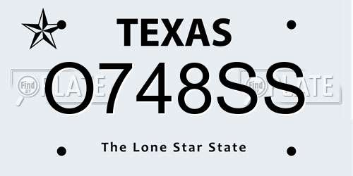 O748SS Texas License Plate