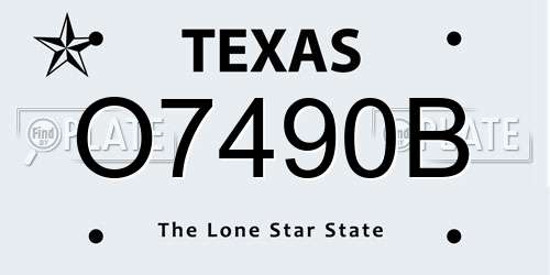 O7490B Texas License Plate