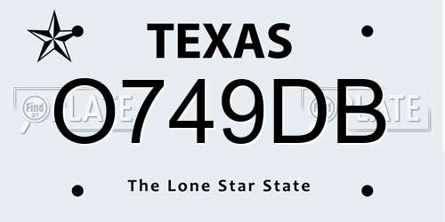O749DB Texas License Plate