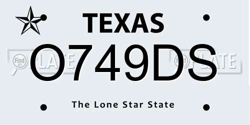 O749DS Texas License Plate