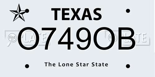 O749OB Texas License Plate