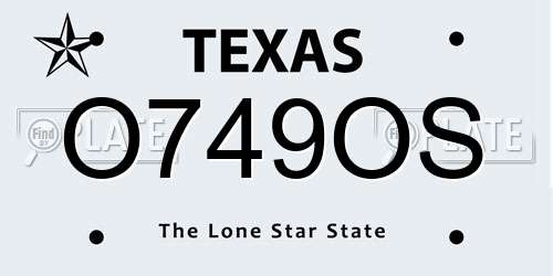 O749OS Texas License Plate