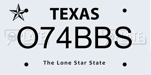 O74BBS Texas License Plate