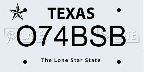 O74BSB Texas License Plate
