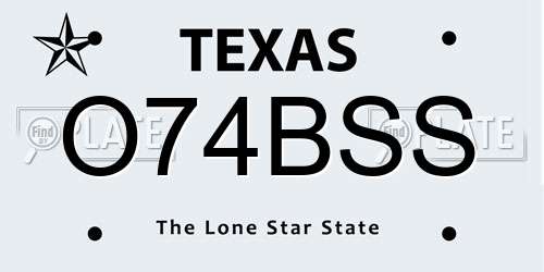 O74BSS Texas License Plate