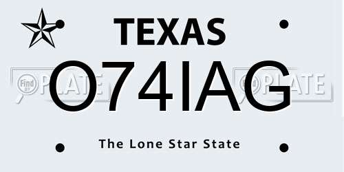 O74IAG Texas License Plate