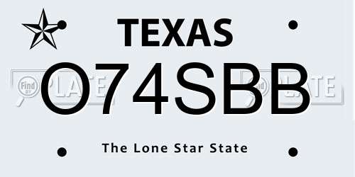 O74SBB Texas License Plate