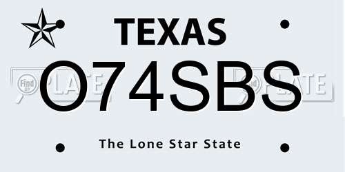 O74SBS Texas License Plate
