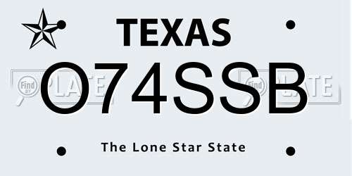 O74SSB Texas License Plate