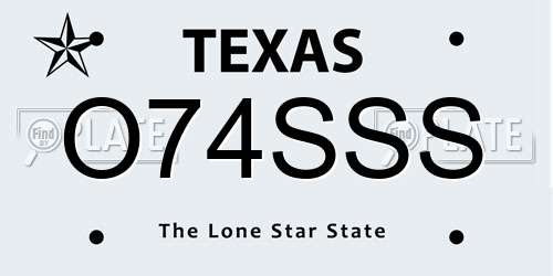 O74SSS Texas License Plate