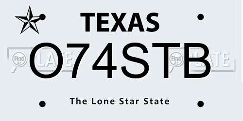 O74STB Texas License Plate