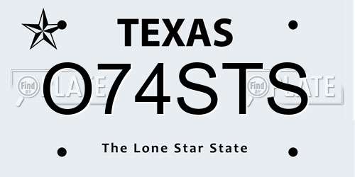 O74STS Texas License Plate