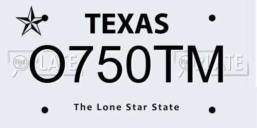 O750TM Texas License Plate