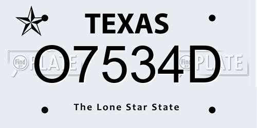 O7534D Texas License Plate