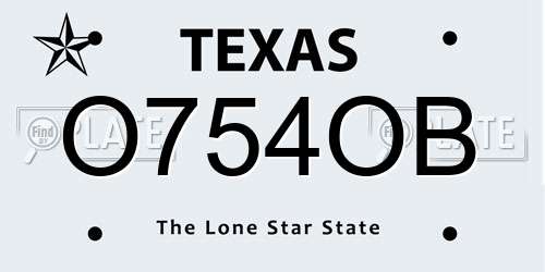 O754OB Texas License Plate