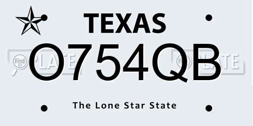 O754QB Texas License Plate