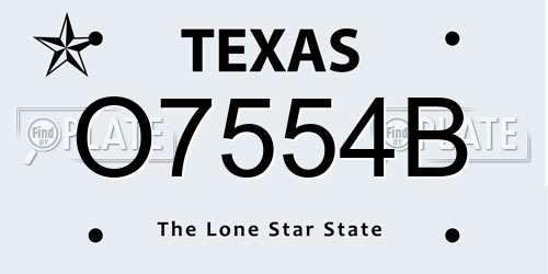 O7554B Texas License Plate
