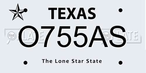 O755AS Texas License Plate