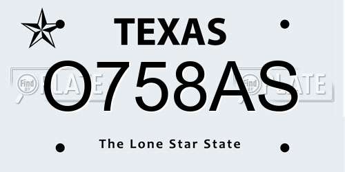 O758AS Texas License Plate