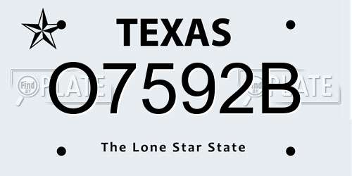 O7592B Texas License Plate