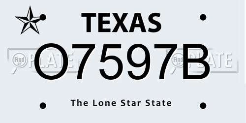 O7597B Texas License Plate