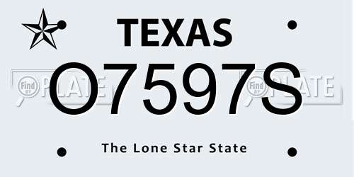 O7597S Texas License Plate