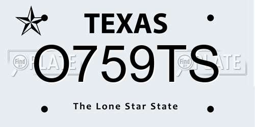 O759TS Texas License Plate