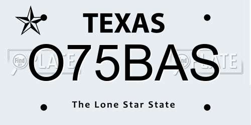 O75BAS Texas License Plate