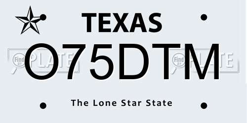 O75DTM Texas License Plate
