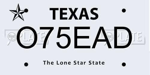 O75EAD Texas License Plate