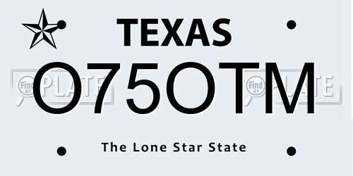 O75OTM Texas License Plate