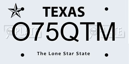 O75QTM Texas License Plate