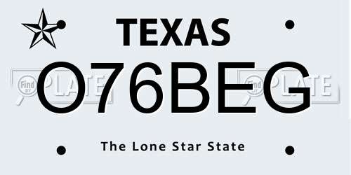 O76BEG Texas License Plate
