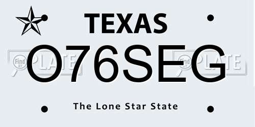 O76SEG Texas License Plate