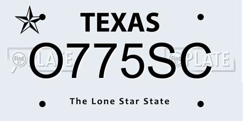 O775SC Texas License Plate