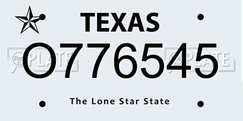 O776545 Texas License Plate