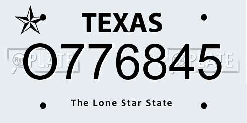 O776845 Texas License Plate