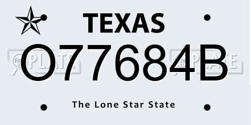 O77684B Texas License Plate
