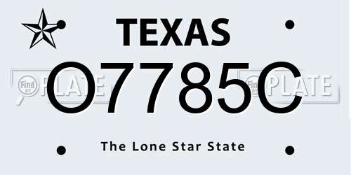 O7785C Texas License Plate