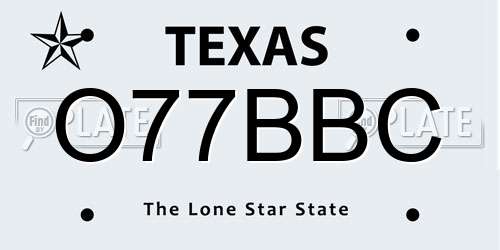 O77BBC Texas License Plate