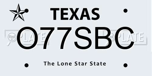 O77SBC Texas License Plate