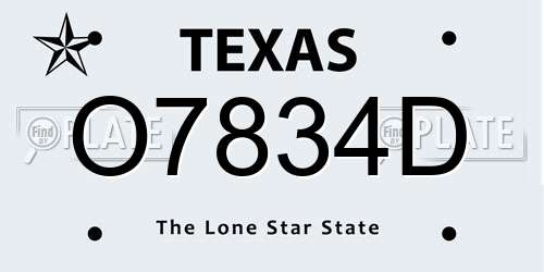 O7834D Texas License Plate