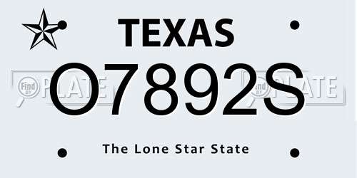 O7892S Texas License Plate