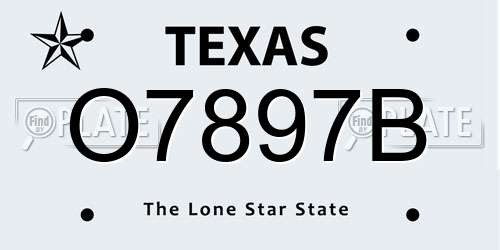 O7897B Texas License Plate