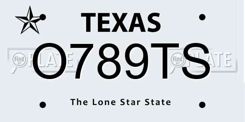 O789TS Texas License Plate