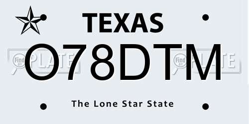 O78DTM Texas License Plate