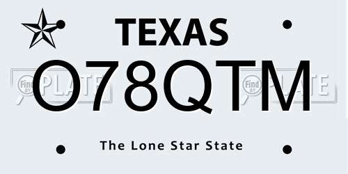 O78QTM Texas License Plate