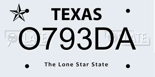 O793DA Texas License Plate
