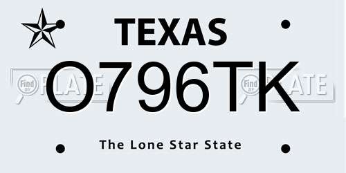 O796TK Texas License Plate